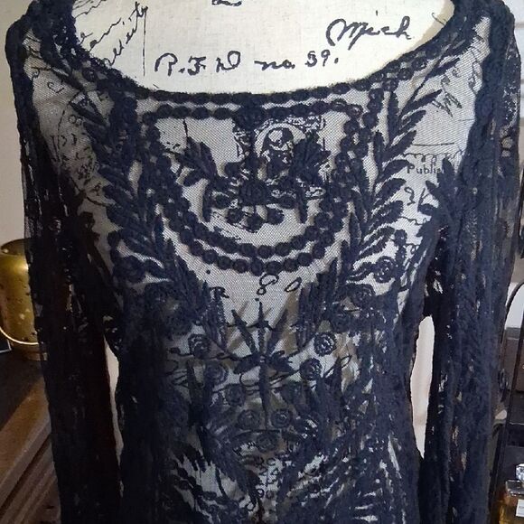 Vintage Y2k Elegant Black Lace Top Medium - Picture 2 of 7